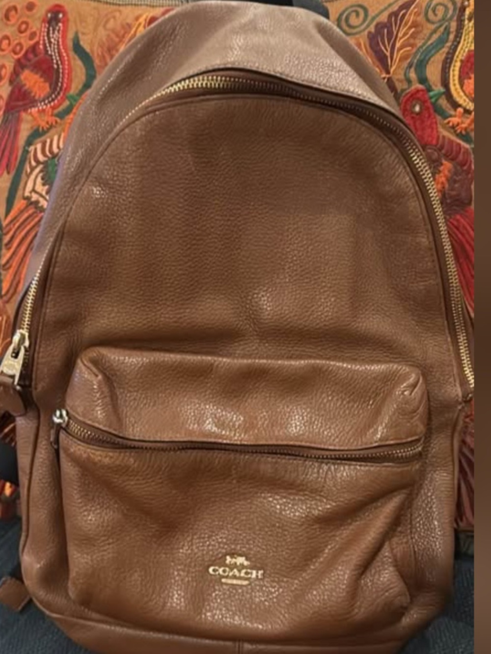 Coach Brown Pebbled Leather Backpack